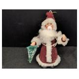 Vtg Santa Doll Ornament w/ Christmas Tree