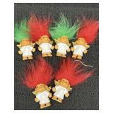 6 Russ miniature Christmas angel troll dolls