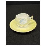 Yellow luster footed demitasse cup & saucer set,
