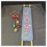 Hand Painted Decor Sleigh & Star Bell Door Hanger