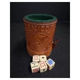 Mexico Felted Leather Poker Cup & Dice