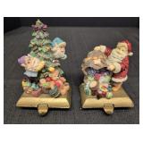 Gold Cast-Iron base Christmas stocking holders