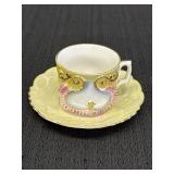 Demitasse cup & saucer set w/yellow lusterware