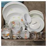 Orange, Yellow, Blue Floral Corelle Dish Set