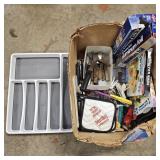 Assortment of Kitchen Items: Foil, Hot Pads,
