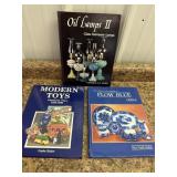 3 hardback Collector books - oil lamps, toys, &