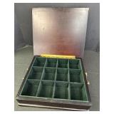Bombay Tea Chest, 2001, empty.  13 x 11 x 4in.,