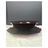 Royal Ruby Red Glass Bowl & Plate