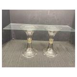 2 glass shelf risers w/glass shelf.  Risers are