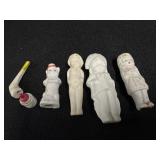Bisque Miniature Indian, Bottle, Boy, & Pipe