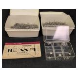 (2) containers straight pins, card of needles &