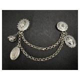 Religious silver tone Collar Clip