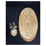 Wood Etched Deer Artwork & Carved Deer Ornament