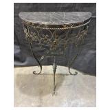 Marble Top & Metal Half Moon Side Table