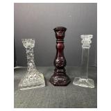 Glass Candlesticks (3)