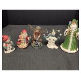 (4) Resin Christmas decor, ceramic Santa figurine