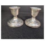 (2) Sterling Candle Holders cement filled