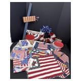 Variety of 4th of July decor including wall decor,