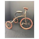 Small ant. wooden & metal tricycle w/leather