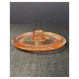 Pink Glass Candlestick Holder