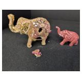 Paper Mache beaded Elephant, porcelain elephant