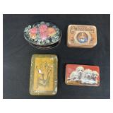 4 Vtg tin containers