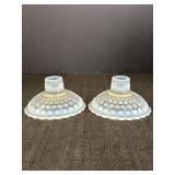 (2) Moonstone Opalescent Candlestick Holder