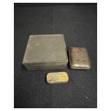 (3). Vtg. Small Tins - metal match box J