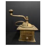 Antique Wood & Cast Iron Coffee Grinder