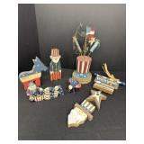 4th of July decor - 11in H wood & metal hat w/