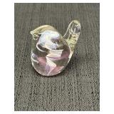 Small, hand-blown art glass bird w/pink & white