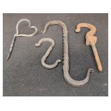 Wrought iron hooks & heart spike