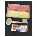 1934 Chicago Worlds Fair tickets & souvenir key,