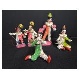 (5) Vtg. Clay Clown Figurines