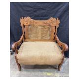 Antique Oak Love Seat Settee