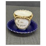 Cup & saucer set, Love the giver, cobalt blue &
