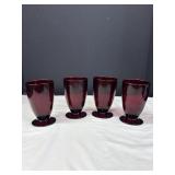 Royal Ruby Red Footed Glass Cups (4)