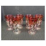 6 Rubina Glass tumblers, distinctive shading from
