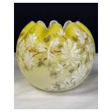 Yellow Satinware Floral Bowl Vase