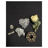 Variety of Brooch Pins - Birds & Blooms, Resin