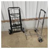 (2) Portable Folding Luggage Carts: Black & Chrome