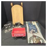Holiday Decor: Wooden Sleigh, Peace Sign,
