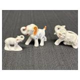 3 small porcelain elephants, Japan, Germany, &