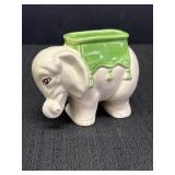 Green & white ceramic elephant figurine w/green