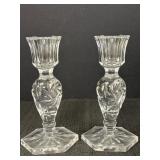 Pinwheel Pattern Glass Candlesticks (2)