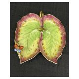 Hand-painted, Japan, double-leaf decorative dish
