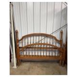 Tell City Oak Queen Headboard/Footboard  w/ Bed