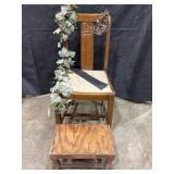 Decorative Wood Chair & Foot Stool