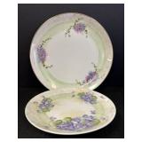 (2) Hand Painted Porcelain Plates w/ Violet