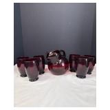 Royal Ruby Red Tilt Ball Pitcher & Cups (7)